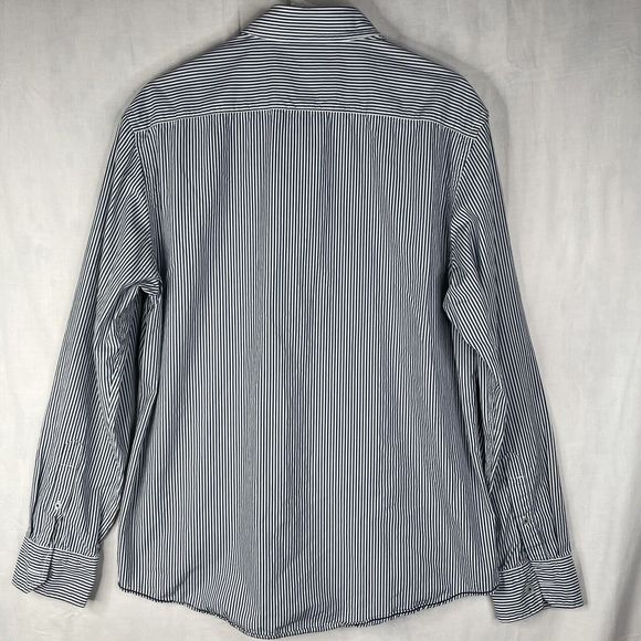 American Eagle Shirt Mens Sz L Palm Tree Button Up Blue Stripe Long Sleeve - Picture 5 of 14